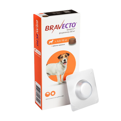 

Таблетки Бравекто от блох и клещей для собак 4.5 - 10 кг Bravecto 1 таблетка Bravecto BGL-BV-72