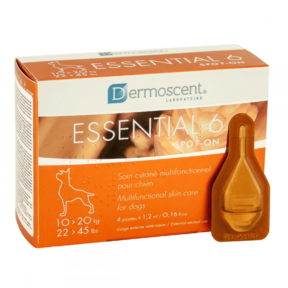 

Средство по уходу за кожей и шерстью собак весом от 10 до 20 кг Dermoscent Essential 6 spot-on 4 пипетки по 1.2 мл Dermoscent® BGL-DE-16