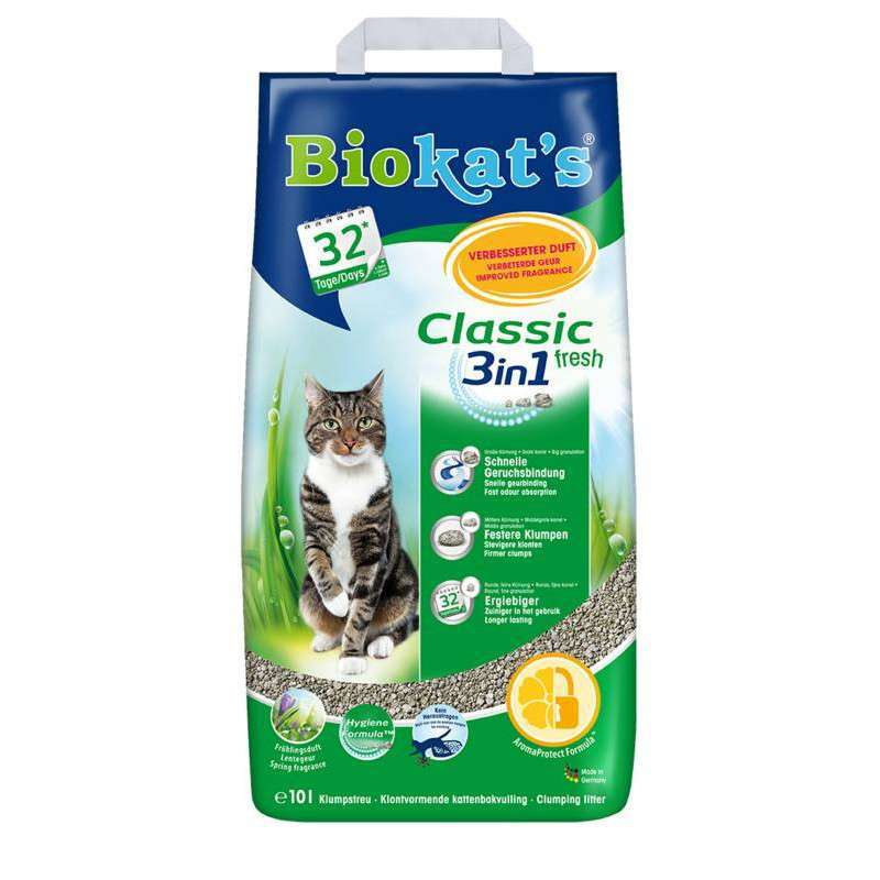

Комкующийся наполнитель с ароматом весенних трав Classic Fresh 3in1 10 л Biokats BGL-BK-08