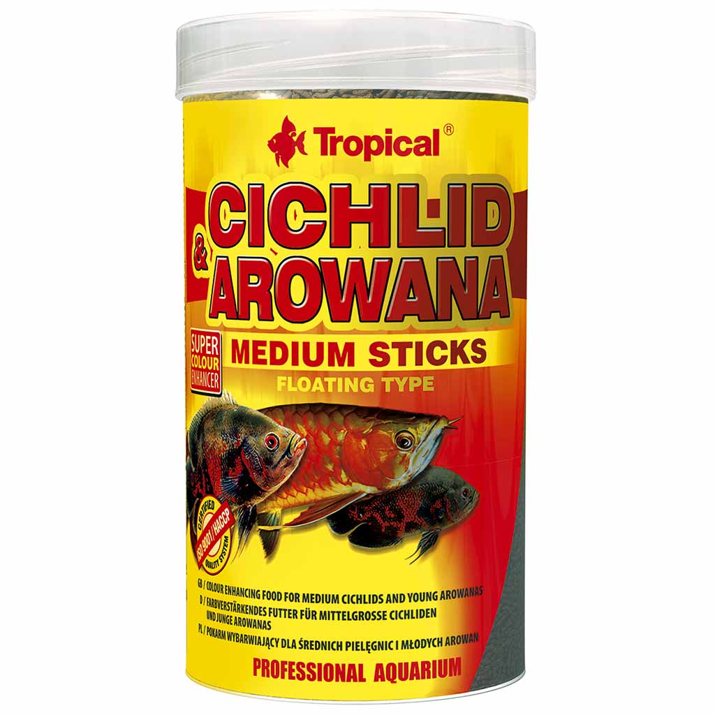 

Сухой корм для плотоядных цихлид в палочках Cichlid &Arowana Medium Sticks TROPICAL 1 л - 360 г Tropical BGL-TL-53