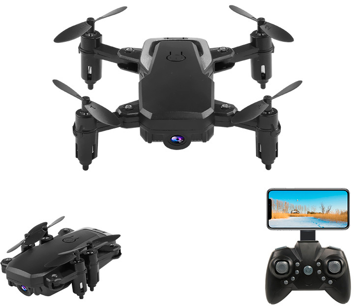 

Дрон с камерой RC Mini Drone квадрокоптер с барометром, оптической стабилизацией Black (038469837652)