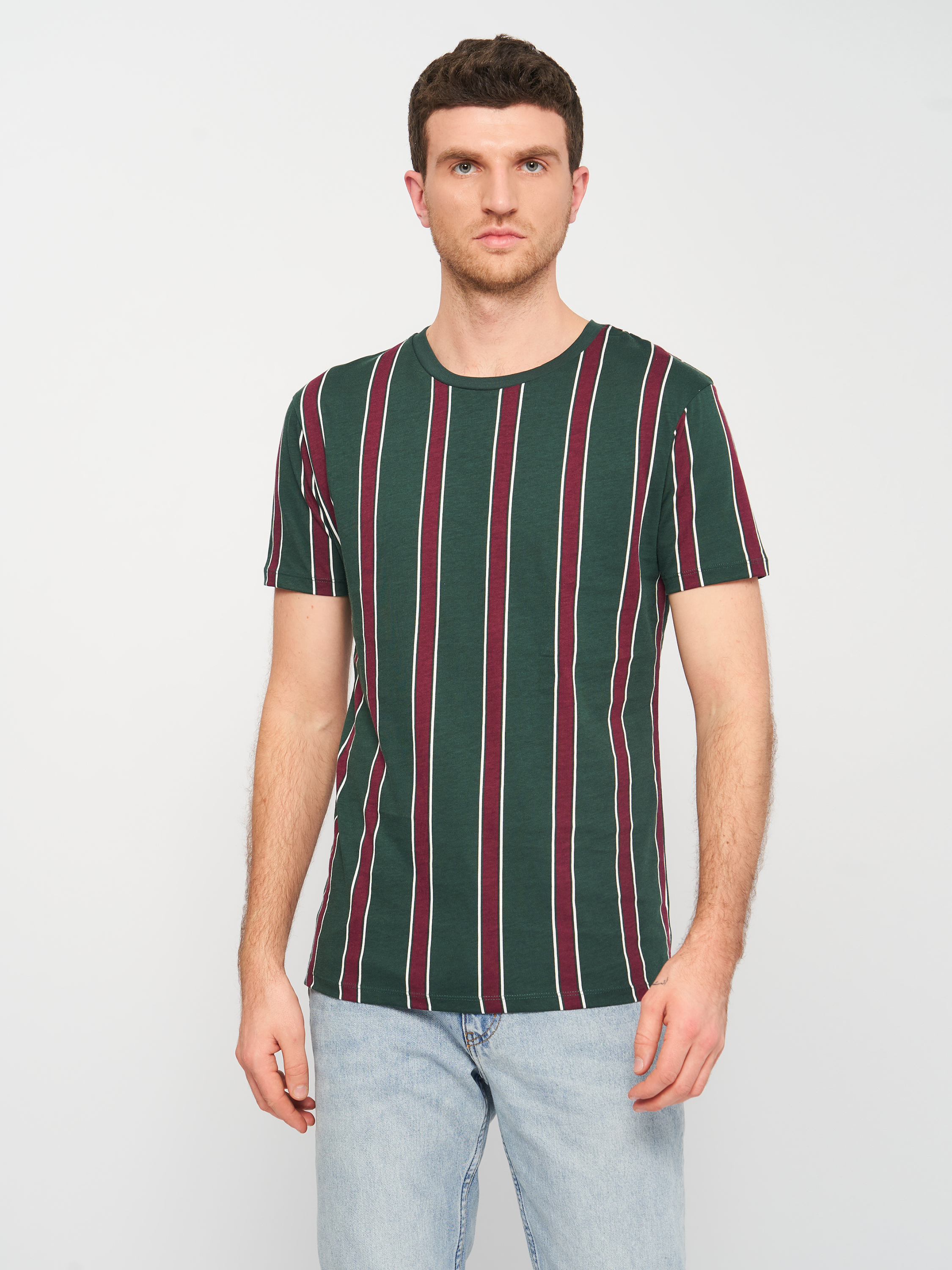 

Футболка Pull & Bear 9231/541/501  Зеленая в полоску, Футболка Pull & Bear 9231/541/501 S Зеленая в полоску