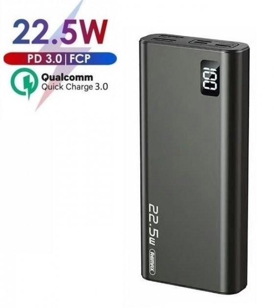 

Павербанк Remax Mini Professional Fast Charge 22.5W 15000 mAh PD+QC Grey