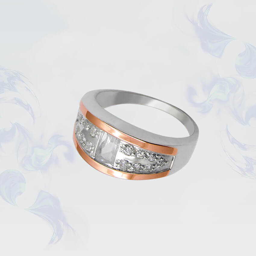 

Кольцо из серебра с золотыми вставками SilverUA модель 073 (размер 20)