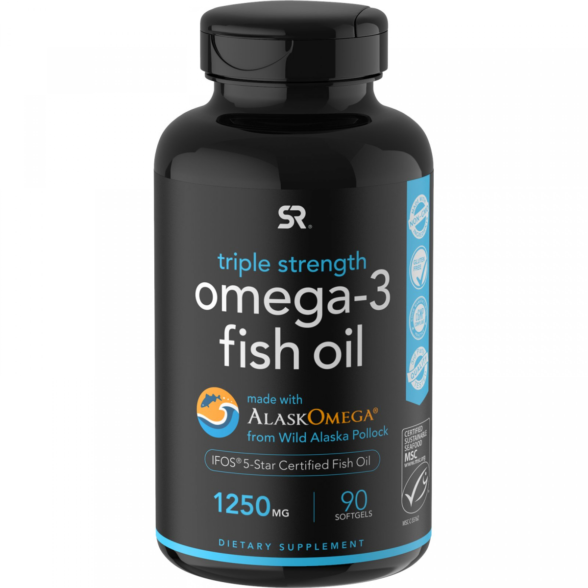 

Омега 3 рыбий жир тройная сила Sports Research (Omega-3 Fish Oil Triple Stength) 1250 мг 90 мягких капсул