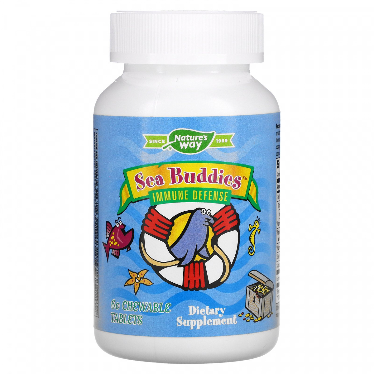 

Витамины для иммунитета с черникой Enzymatic Therapy (Sea Buddies) 60 жевательных таблеток