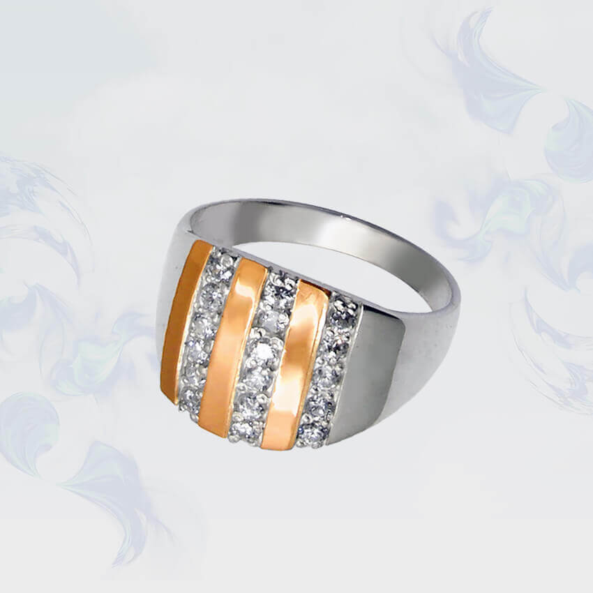 

Кольцо из серебра с золотыми вставками SilverUA модель 044 (размер 21)