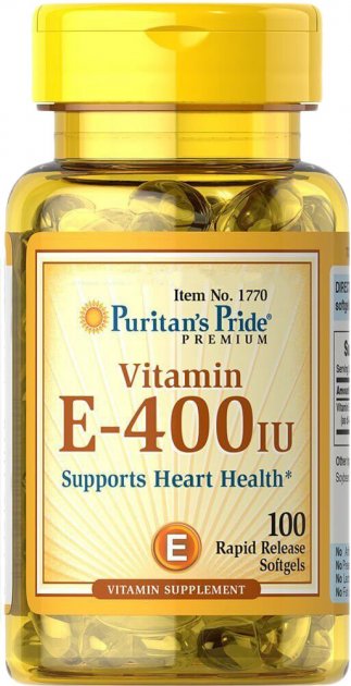 

Витамин Е, Vitamin E, Puritan's Pride, натуральный, 400 МЕ, 100 гелевых капсул (PTP-10540)