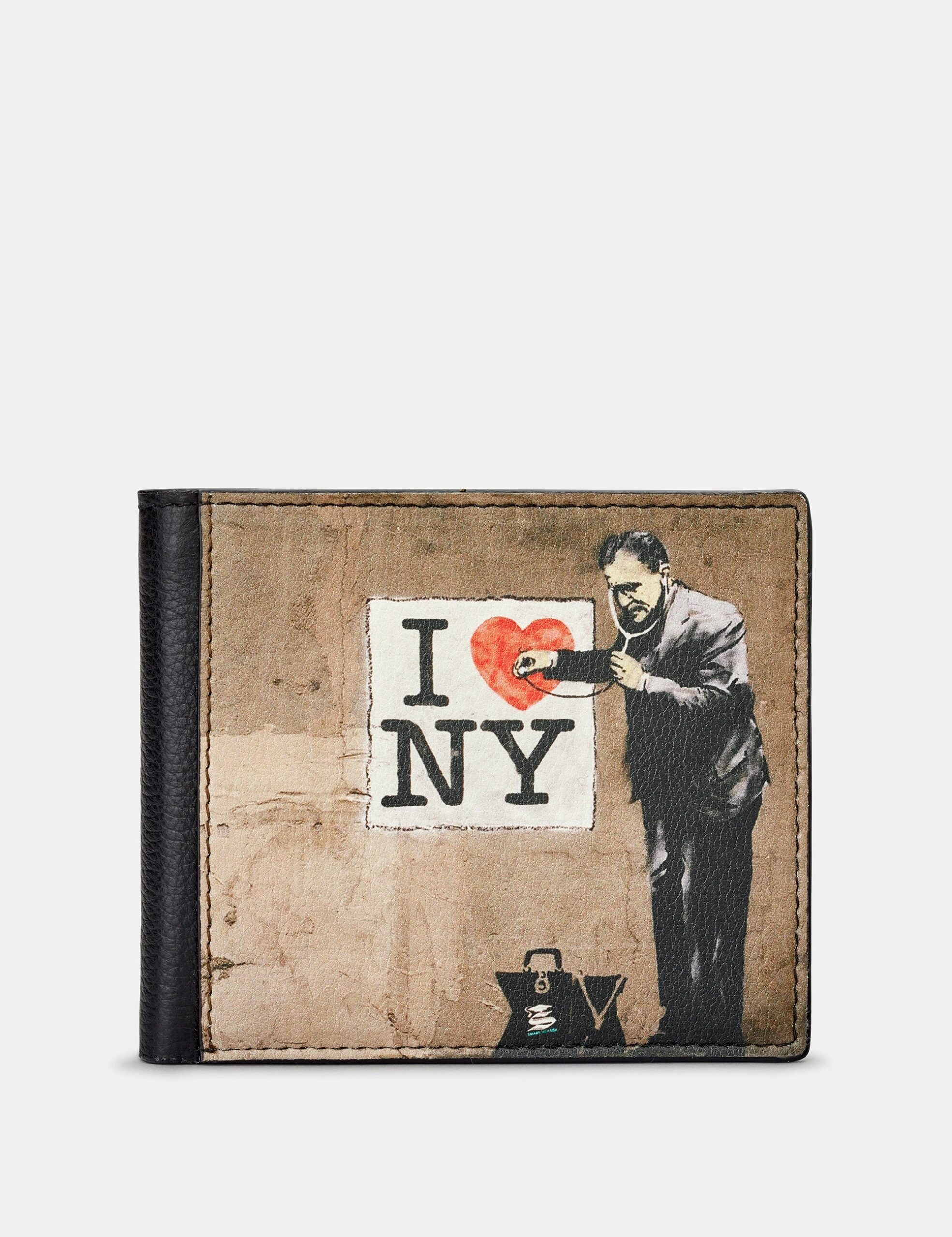 

Чорний шкіряний гаманець Banksy NY