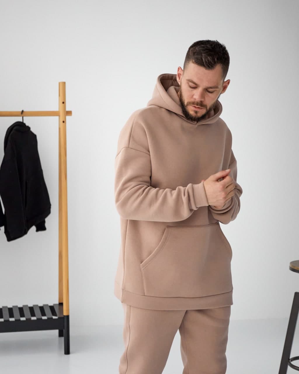 

Мужской спортивный костюм оверсайз на флисе худи и штаны Oversize  Бежевый, Мужской спортивный костюм оверсайз на флисе худи и штаны Oversize 2XL Бежевый