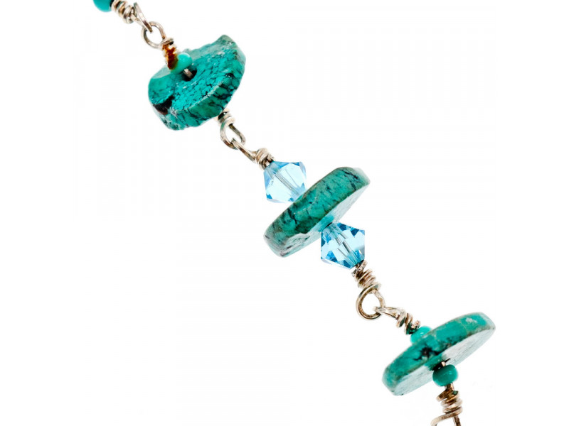 

Серебряный браслет с бирюзой Натуральный Sky Jewelry 002279