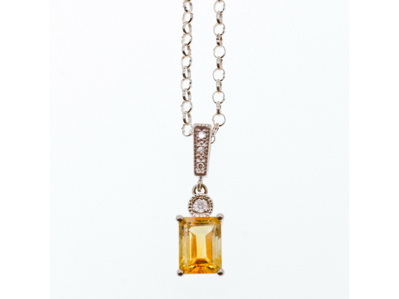 

Серебряная цепочка с кулоном цитрин и фианиты Натуральный Sky Jewelry 002520