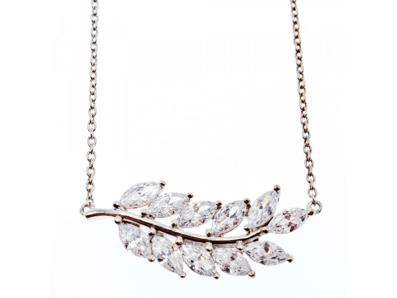 

Серебряное ожерелье с фианитами Лист Натуральный Sky Jewelry 002214