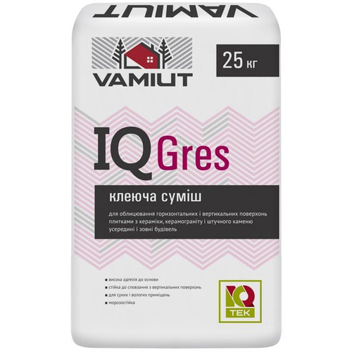 

Клеящая смесь для облицовки плиткой из керамики Vamiut IQ Gres белый 25кг