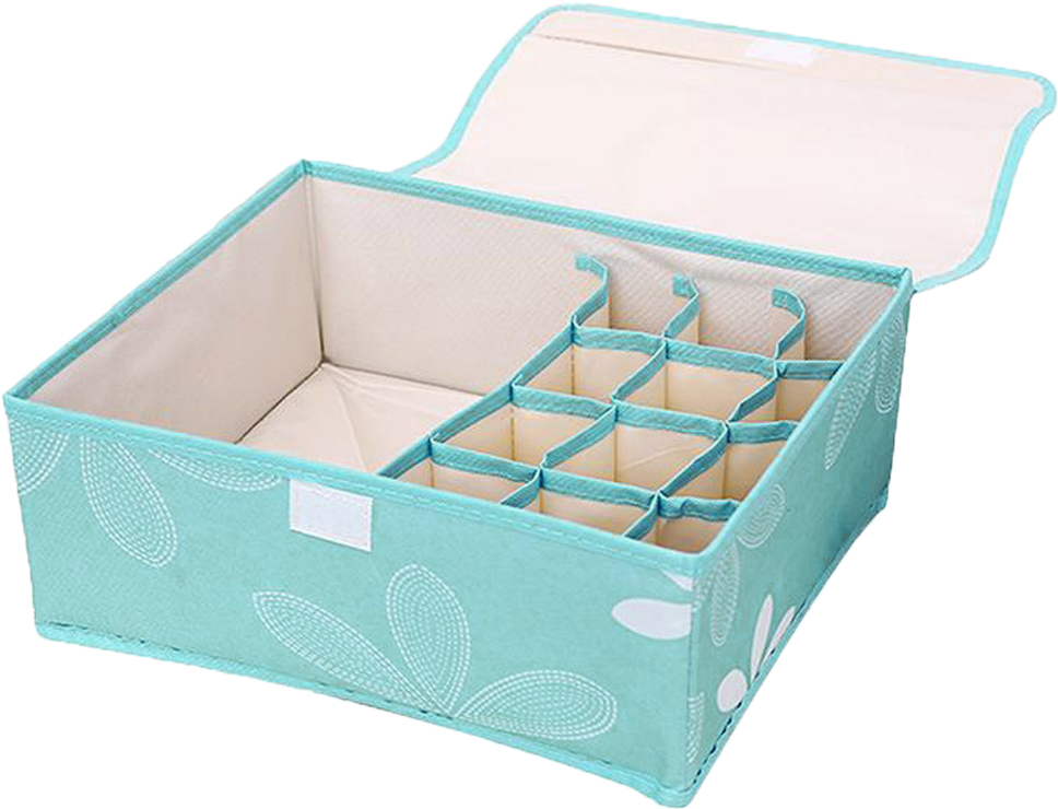 

Органайзер для белья Organizers с крышкой на липучке 13 секций 31.5 x 26 x 12 см Бирюзовый
