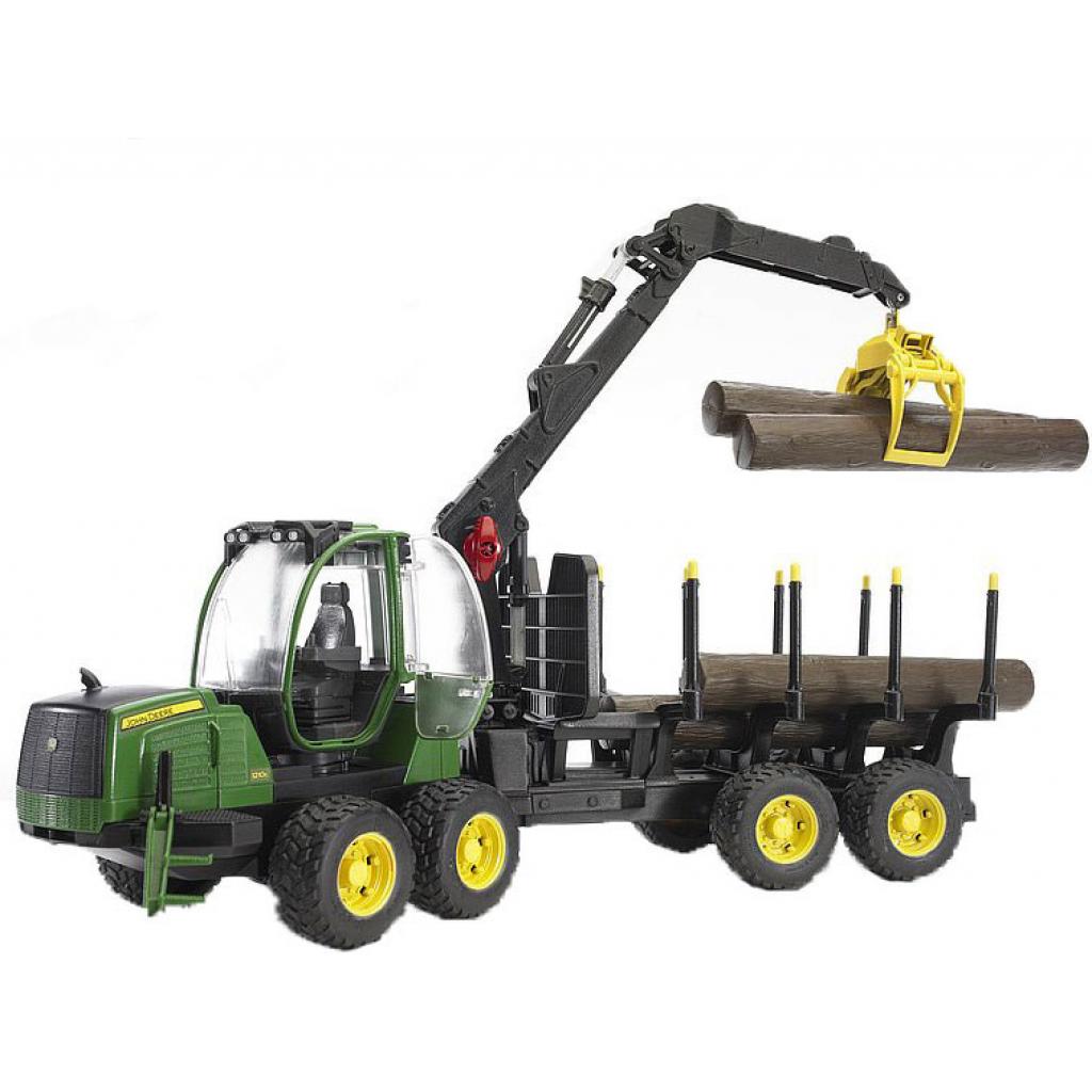 

Спецтехника Bruder Трактор с системой захвата John Deere с прицепом и бревнами (02133)