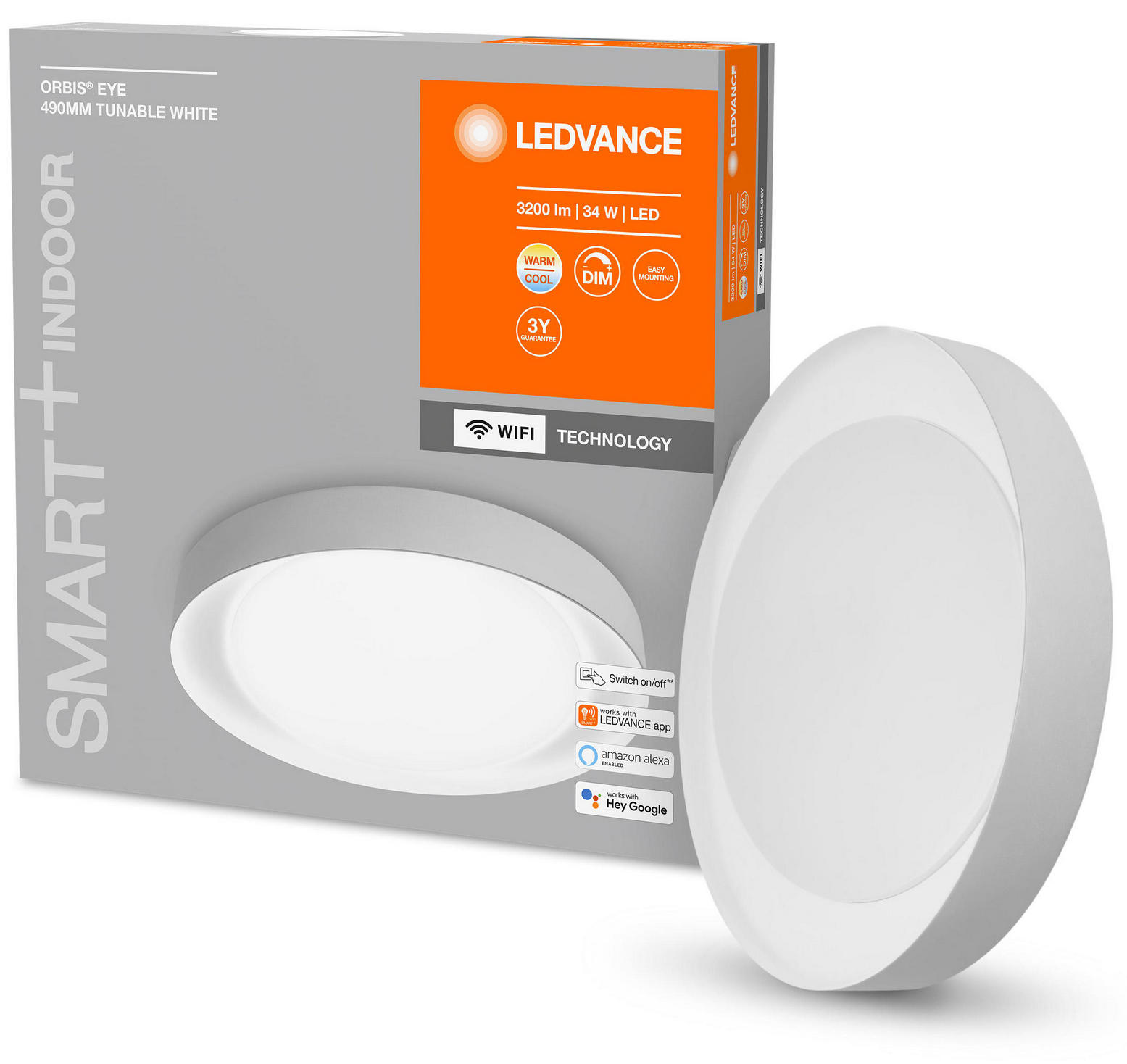 

Светильник потолочный LEDVANCE SMART + WIFI ORBIS Eye 490 GR 34W/3000 - 6500 K 3200 lm (4058075486546)