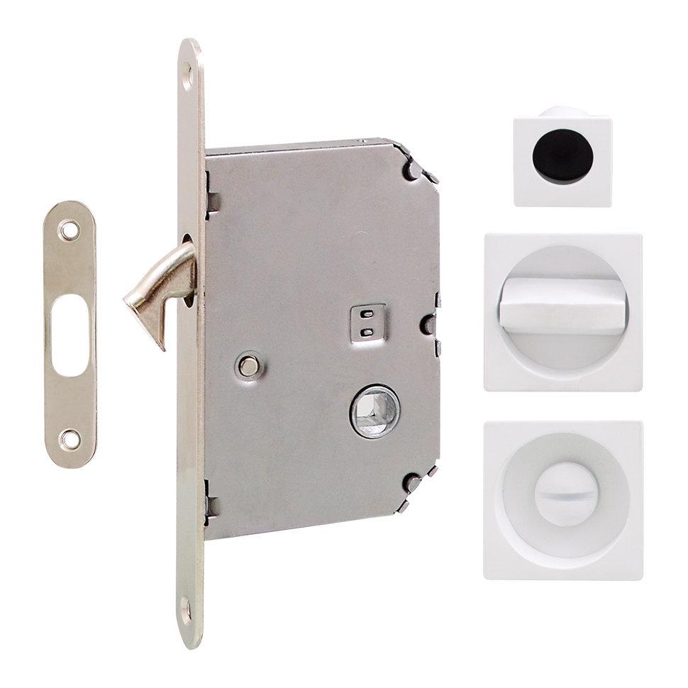 

Ручка на раздв. дверь Fimet 3667R +LOCK+MQ мат белый (комплект wc)