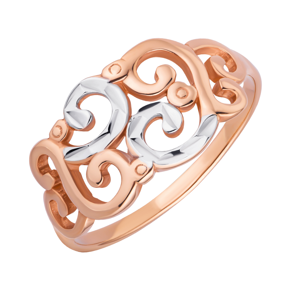 

Золотое кольцо в комбинированном цвете с алмазной гранью 000129279 18 размера