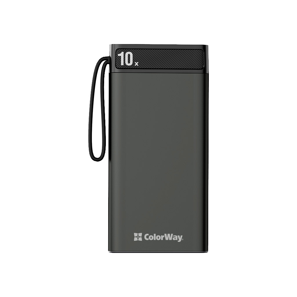 

Батарея универсальная ColorWay 10 000 mAh Metal case (USB QC3.0 + USB-C Power Delivery 18W) (CW-PB100LPI2BK-PDD)