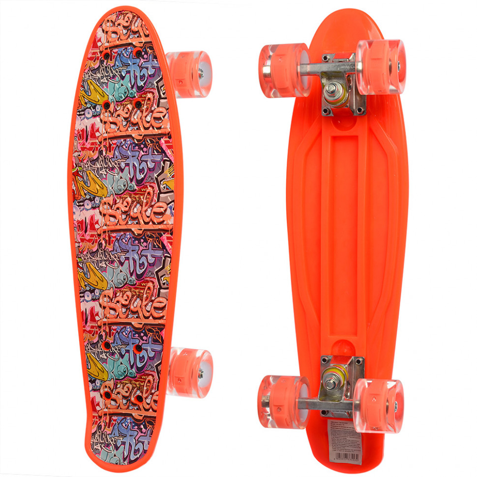 

Скейт Пенни борд Penny board Profi с рисунком для детей и подростков Оранжевый RLMS 0749-8