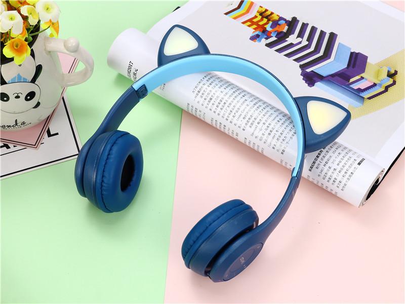

Бездротові Bluetooth-навушники Y47 Cat Ear з котячими вушками і led підсвічуванням Blue