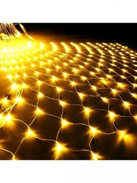

Светодиодная новогодняя гирлянда сетка на окно для дома 120LED 1,5×1,5м Теплый белый