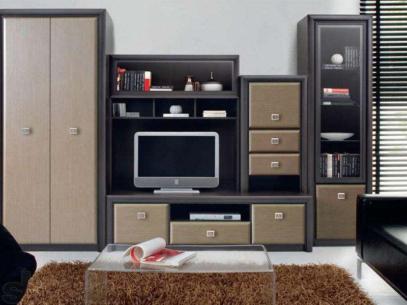 

Гостиная стенка Петио МДФ Gerbor 310×52х200 венге магия/штрокс темный