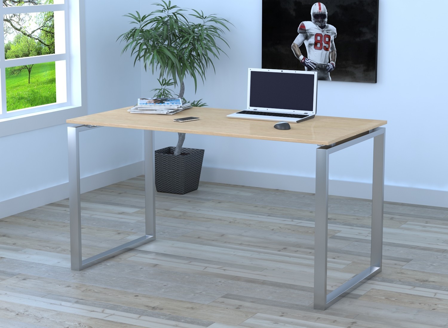 

Компьютерный стол Q-135 без царги Loft design 135х70х76 дуб борас