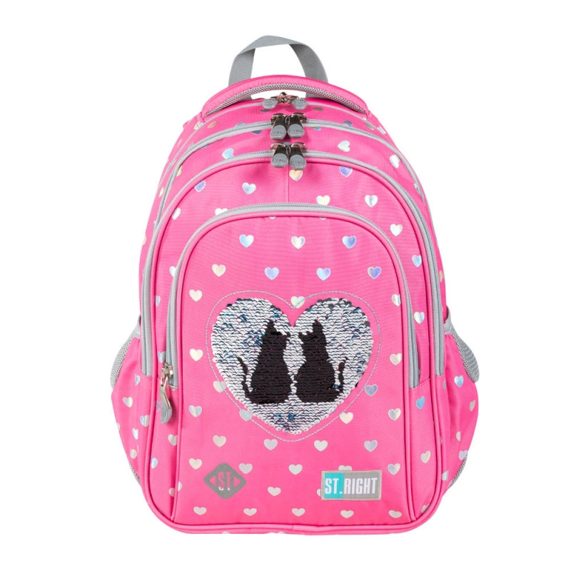

Рюкзак школьный ST.RIGHT BP58 SEQUIN CATS 40x28x18 см 22 литра 3-4 класс Розовый (5903235625879)