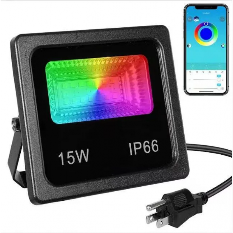 

LED прожектор Smart 15W IP66 RGB bluetooth с приложением