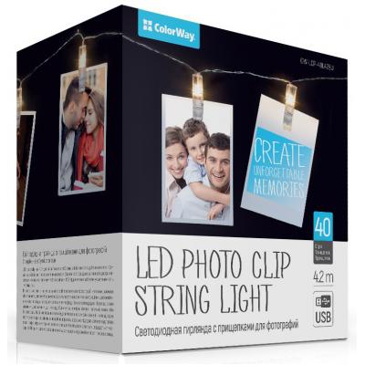 

Гирлянда ColorWay Светодиодная с прищепками для фото 40 LED/4.2M USB (CW-LCP-40L42BU). 51534