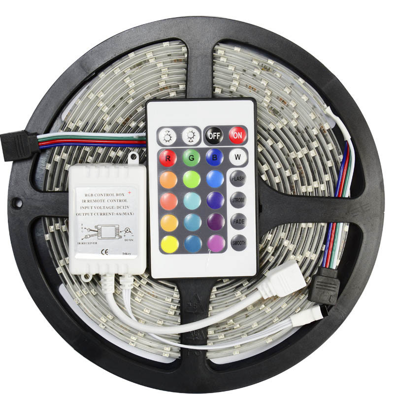 

Светодиодная лента SMD 3528 RGB 5м + пульт + блок MHz. 53400