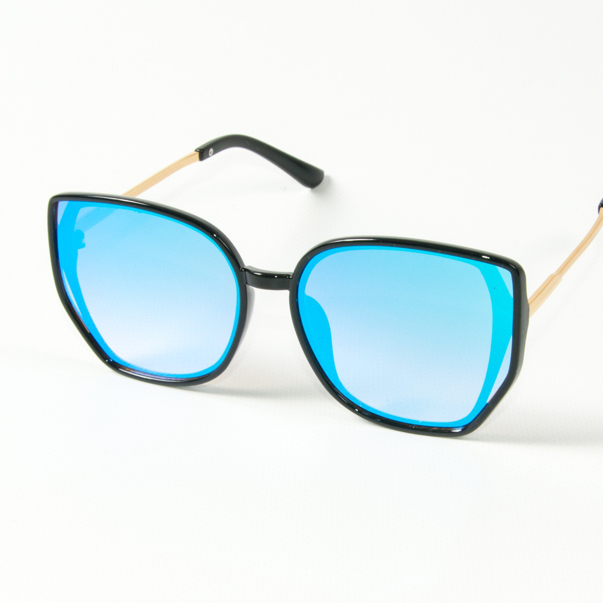 

Женские солнцезащитные очки кошачий глаз зеркальные 2311/5 голубые