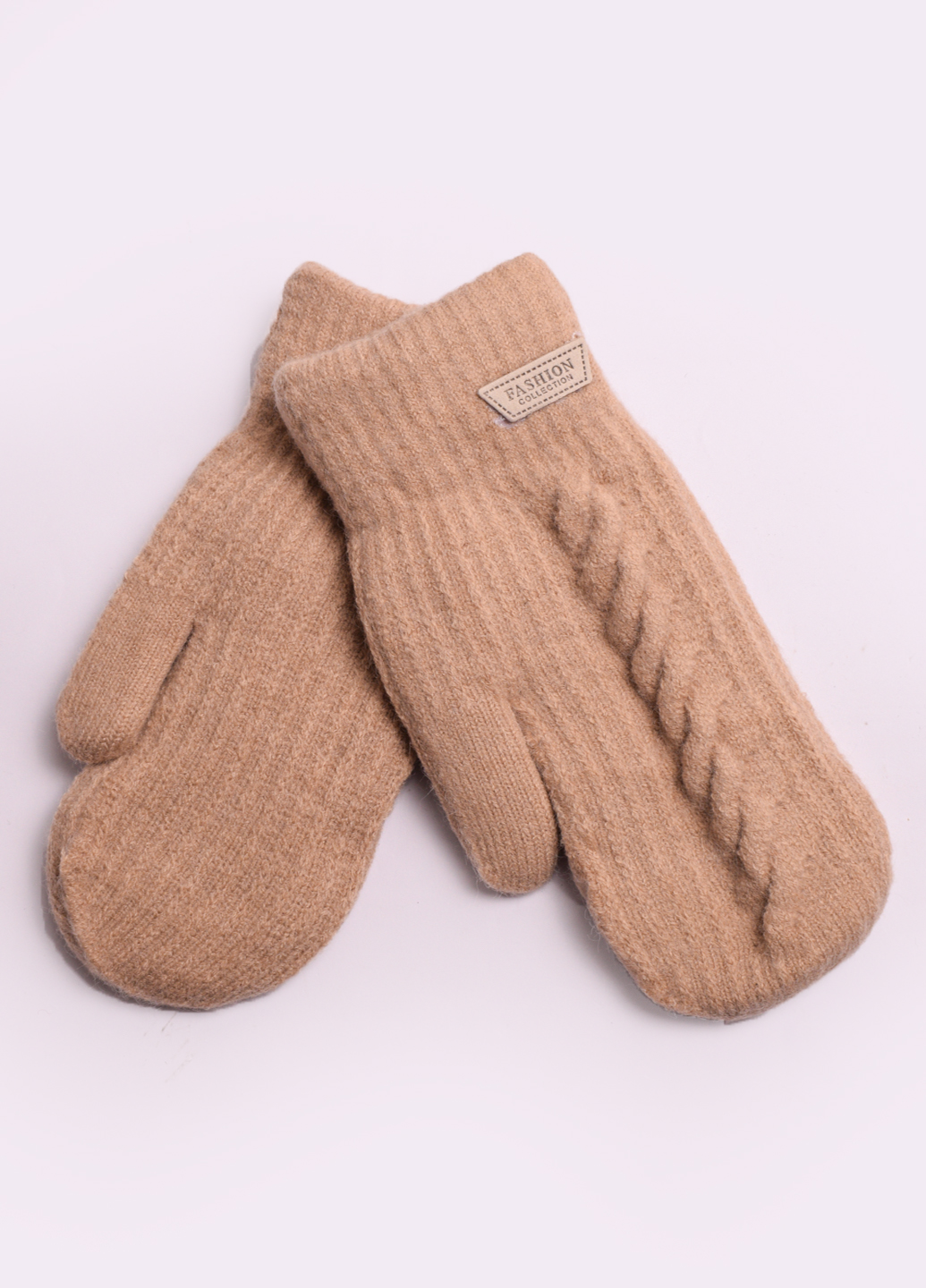 

Варежки женские шерстяные двойные с мехом. Корона F6367-2