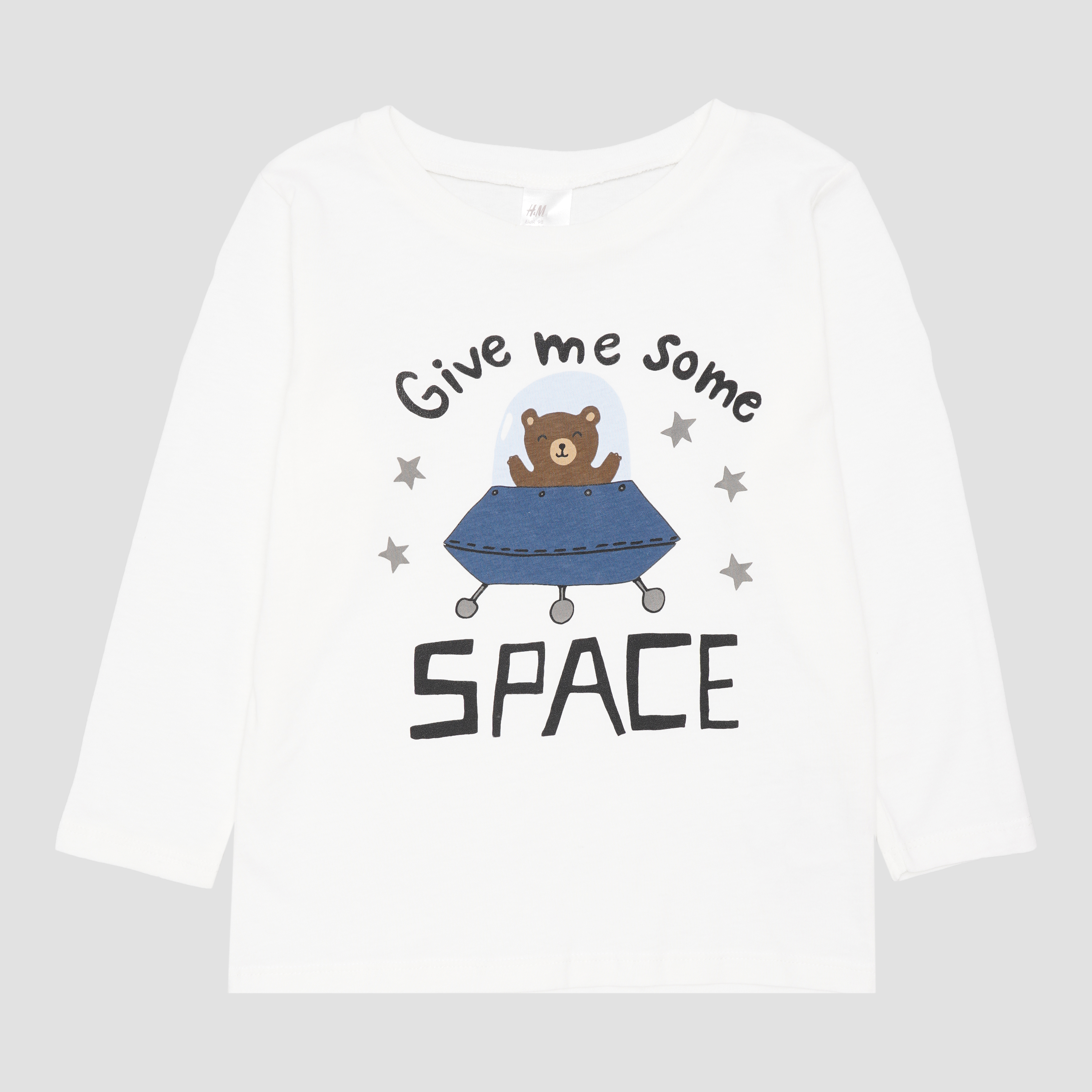 

Футболка с длинными рукавами H&M 710-8087960 98 см Белая