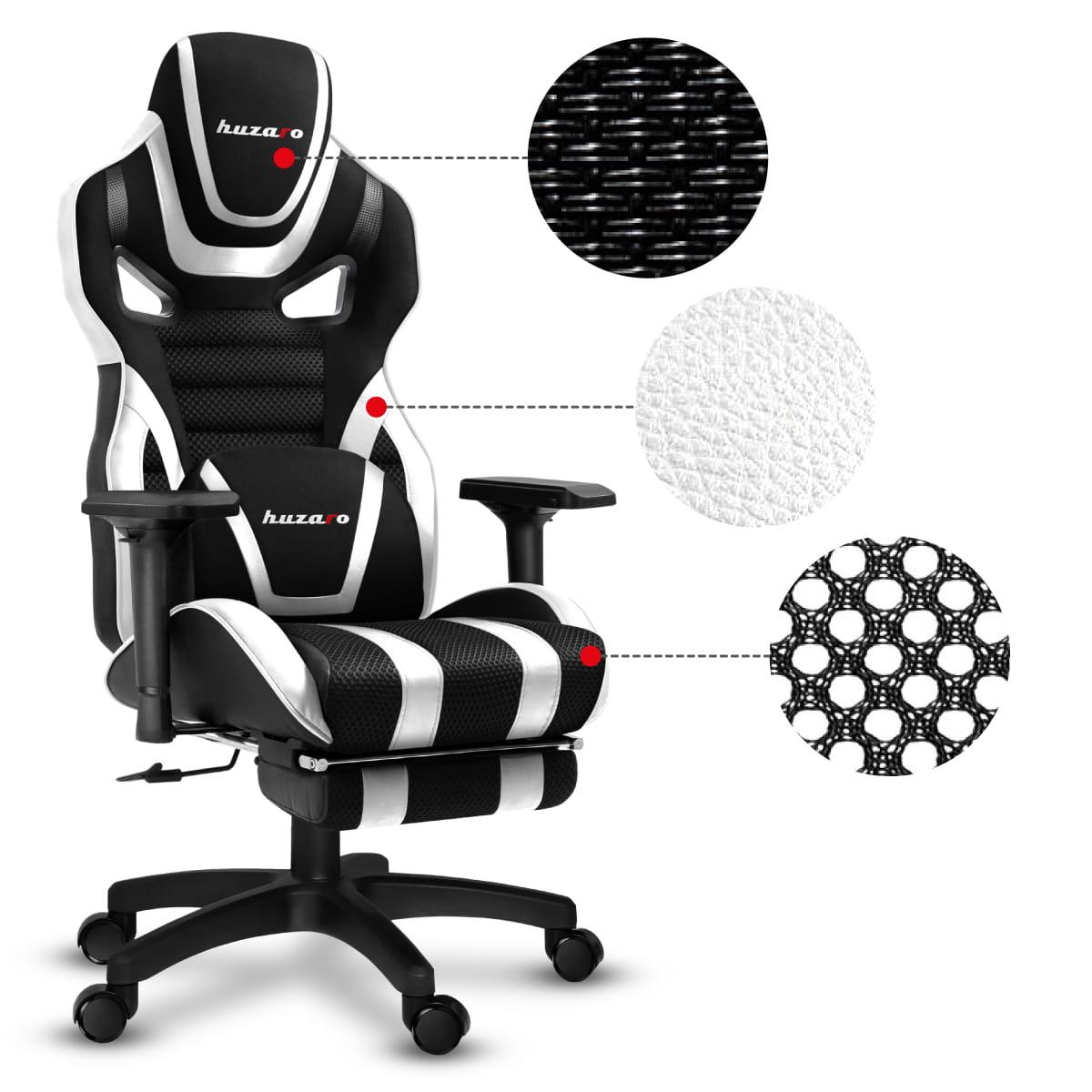 

Геймерское компьютерное кресло HUZARO FORCE 7.5 White Mesh Обивка ткань
