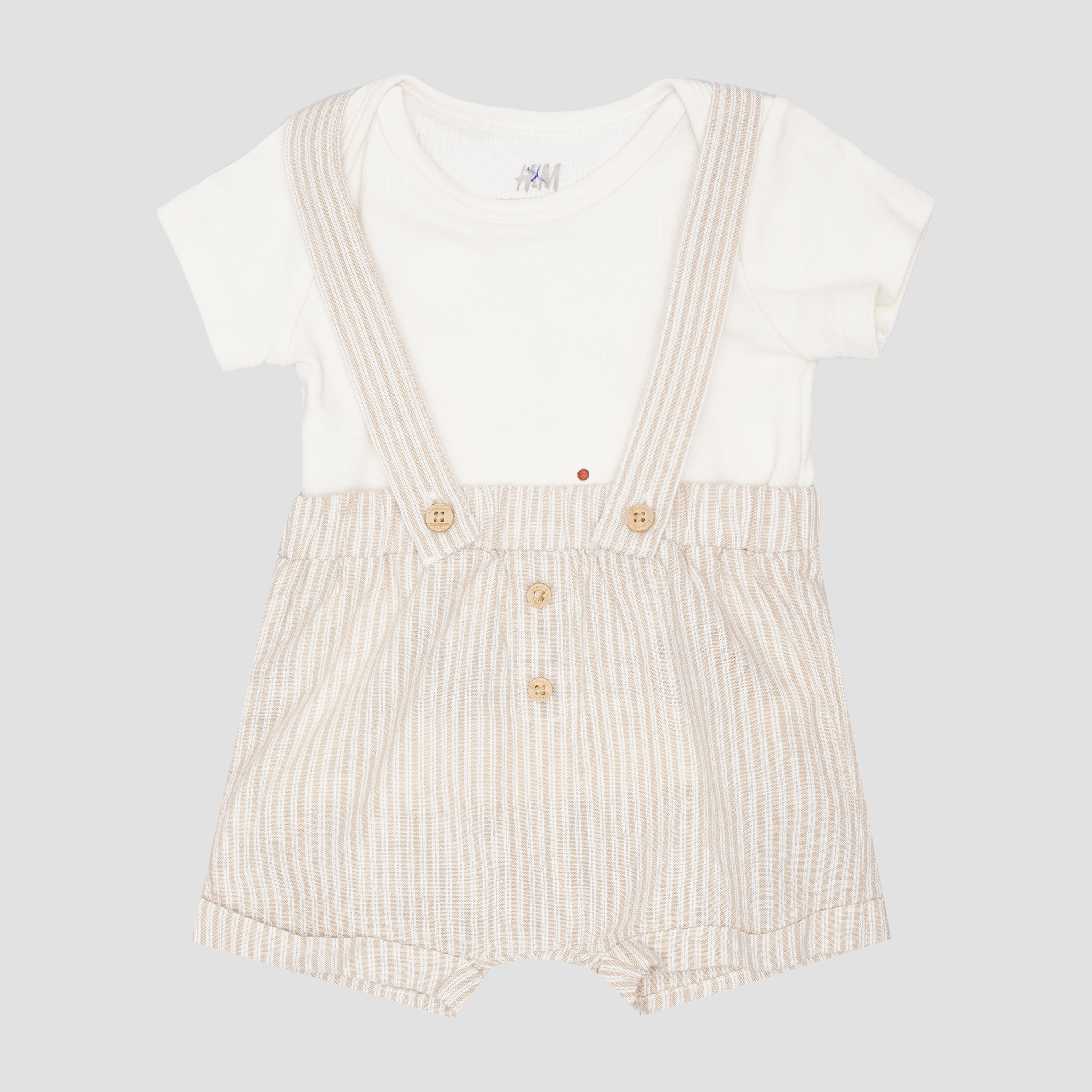

Комплект (футболка + полукомбинезон) H&M 434241-869518 56 см Молочно-бежевый