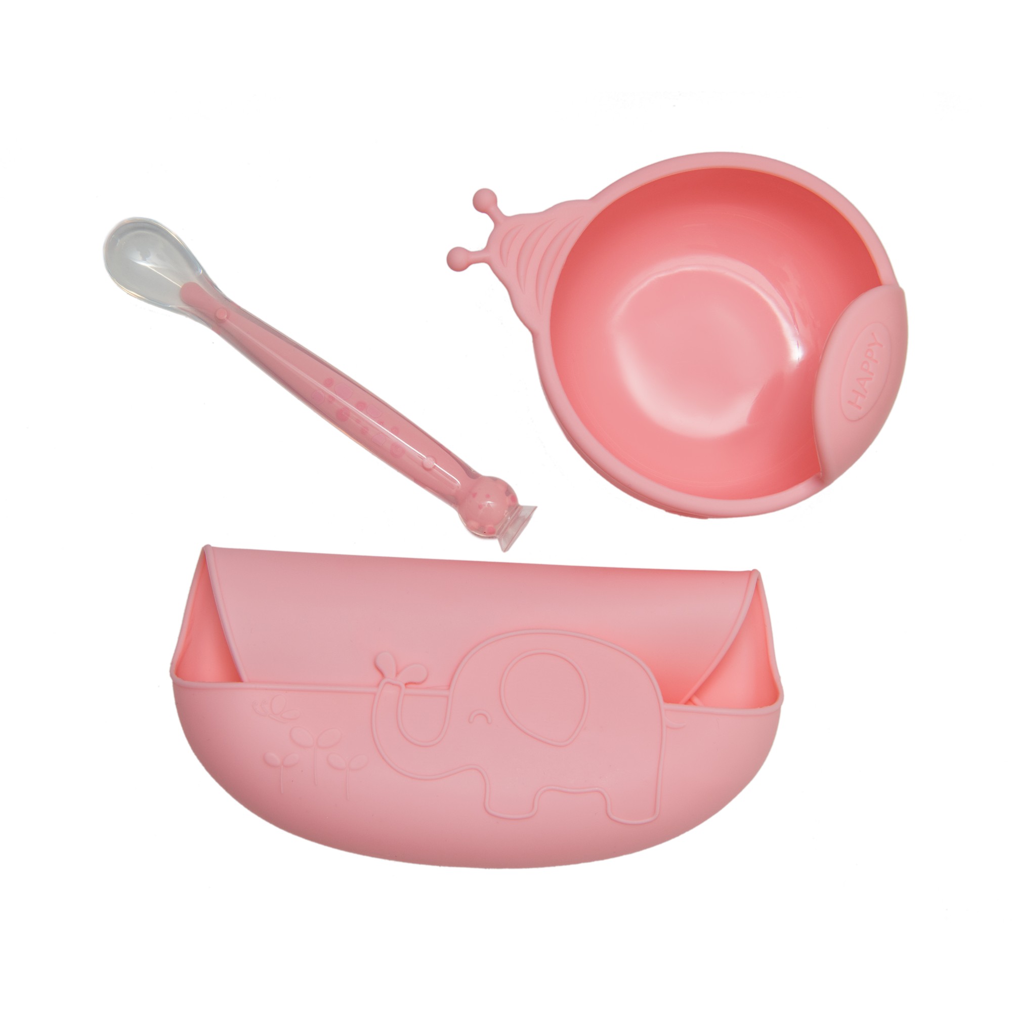

Набор силиконовой посуды Kinderenok Happy Meal розовый (250220)