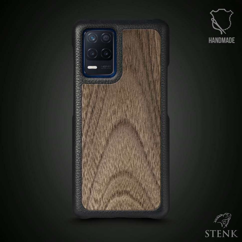 

Кожаная накладка Stenk WoodBacker для Realme Narzo 30 5G Чёрная