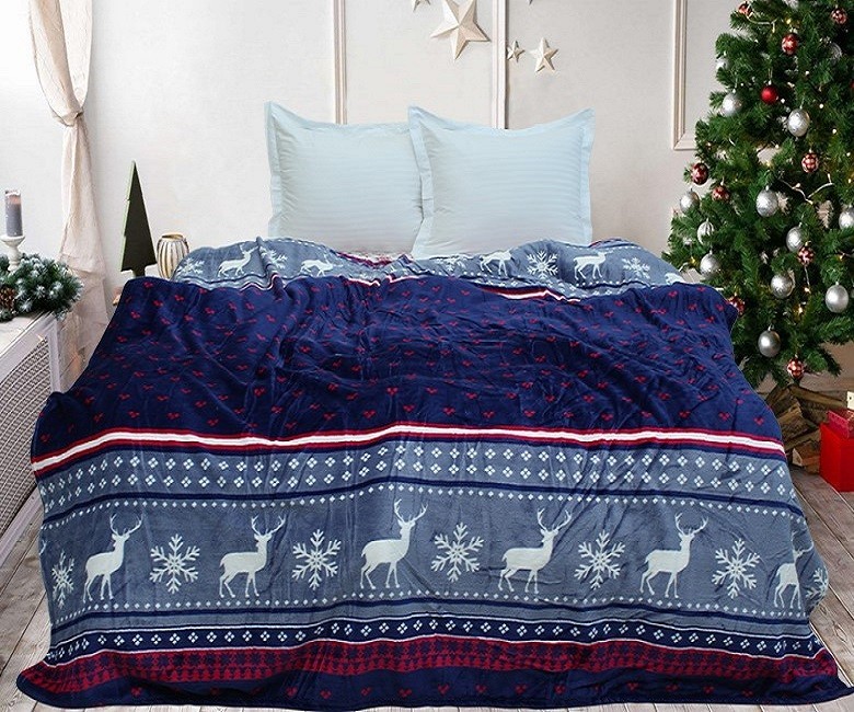 

Новогодний плед-покрывало "Олени" TAG Велсофт-микрофибра 200х220 см (TGpl01-2)