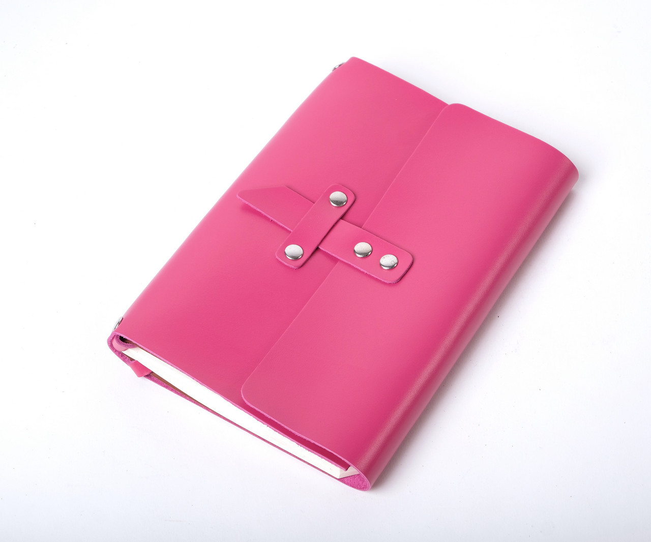 

Кожаный блокнот А5 «Nota5 Fuchsia» женский Малиновый (21x15 см) ручной работы от pan Krepko