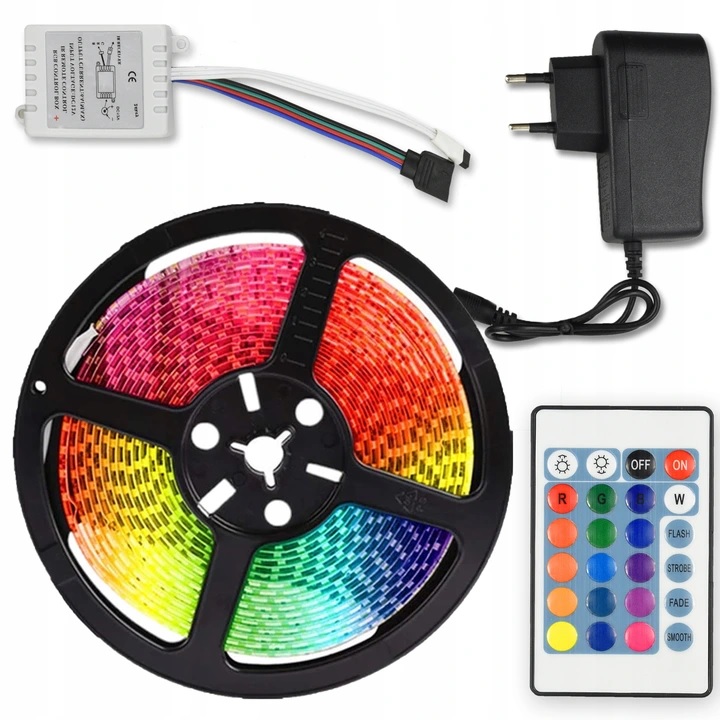 

Cветодиодная Лента SuppaLight Original c Пультом и Блоком Питания Влагозащищенная LED 3528 SMD RGB 12v 5М Водонепроницаемая