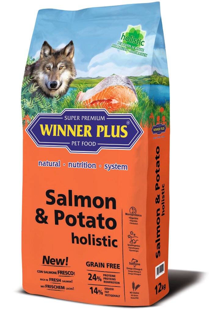 

Гіпоалергенний сухий корм для собак з лососем і картоплею Winner Plus Salmon & Potato holistic (15112) 12 кг