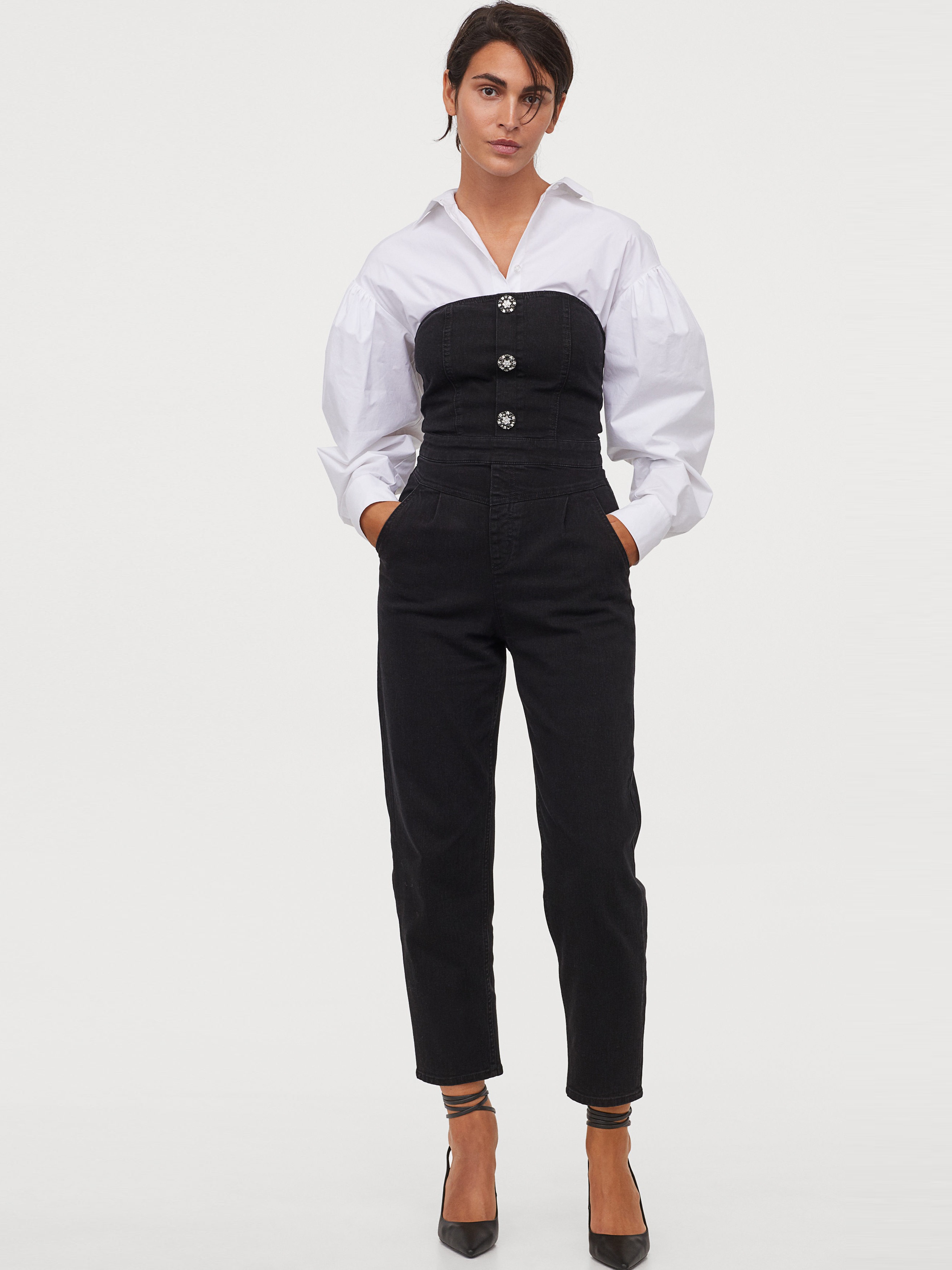 

Комбинезон джинсовый H&M 060941617 34 Черный