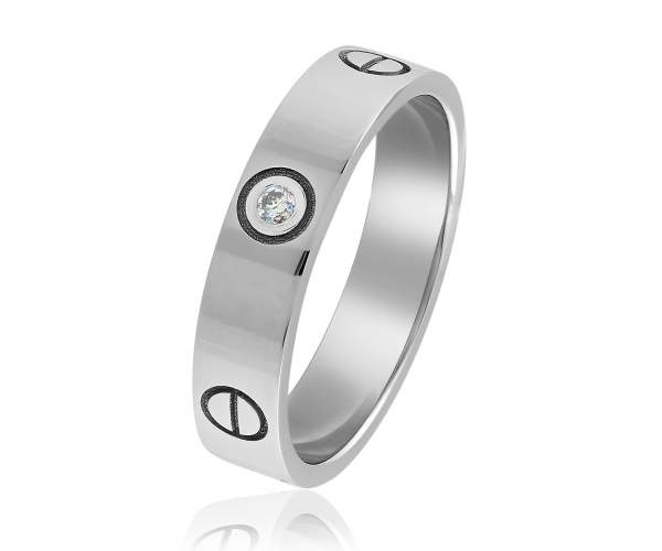 

Кольцо из белого золота с бриллиантом в стиле "Картье", КОА7146/1, 18 размер