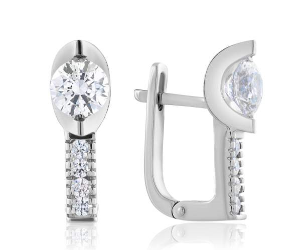 

Серьги из белого золота с камнями SWAROVSKI Zirconia "Лукреция",С4217/1SW