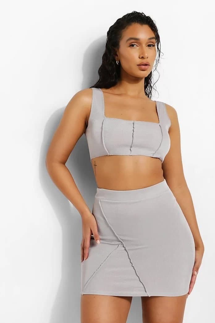 

Топ Boohoo  серый 8520123003437, Топ Boohoo 36 серый 8520123003437