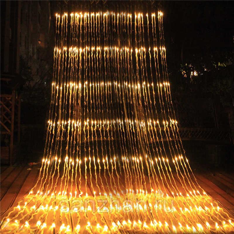 

Светодиодная гирлянда водопад LED Xmas Lights размер 2 м х 2 м теплый белый (5062)