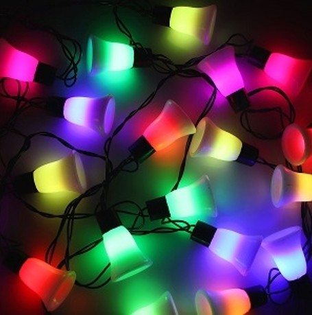 

Гирлянда прямая Колокольчик Big 35 мм 20Led 5м на черном проводе Мульти RG/RB